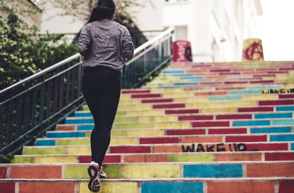 Running up steps